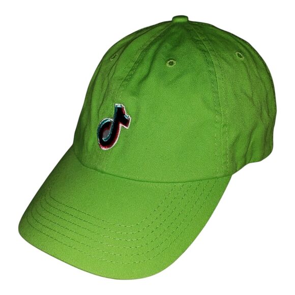 TIK TOK Social Networking Ball Cap Green Adjustable Strap Hat Size Adult/Teens - Picture 5 of 6